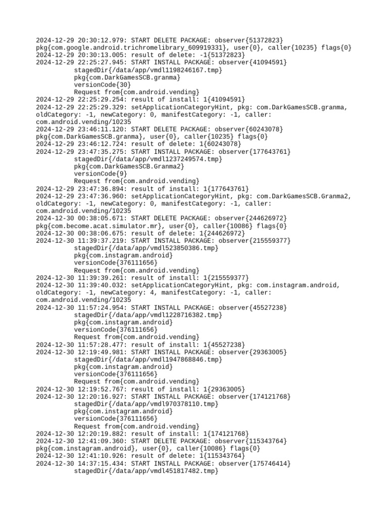 App Install and Delete Logs 2024 | PDF | Android (Operating System ...