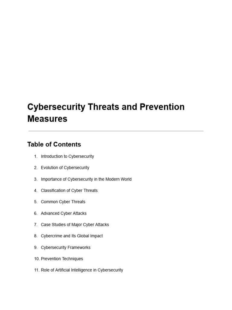 Cybersecurity Threats & Prevention Guide | PDF | Security | Computer ...
