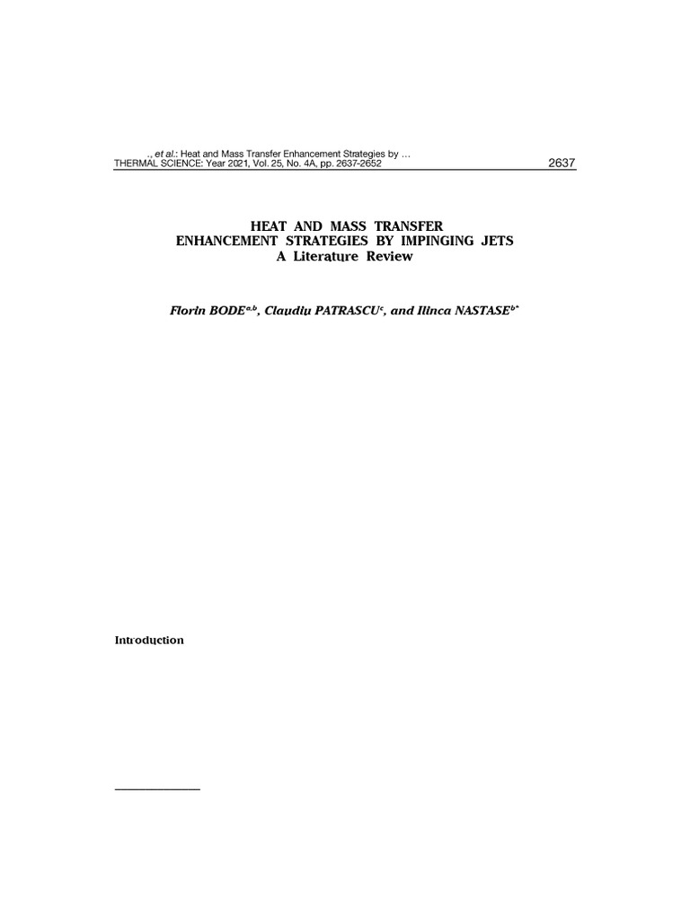 Impinging Jets for Heat Transfer Enhancement | PDF | Heat Transfer ...
