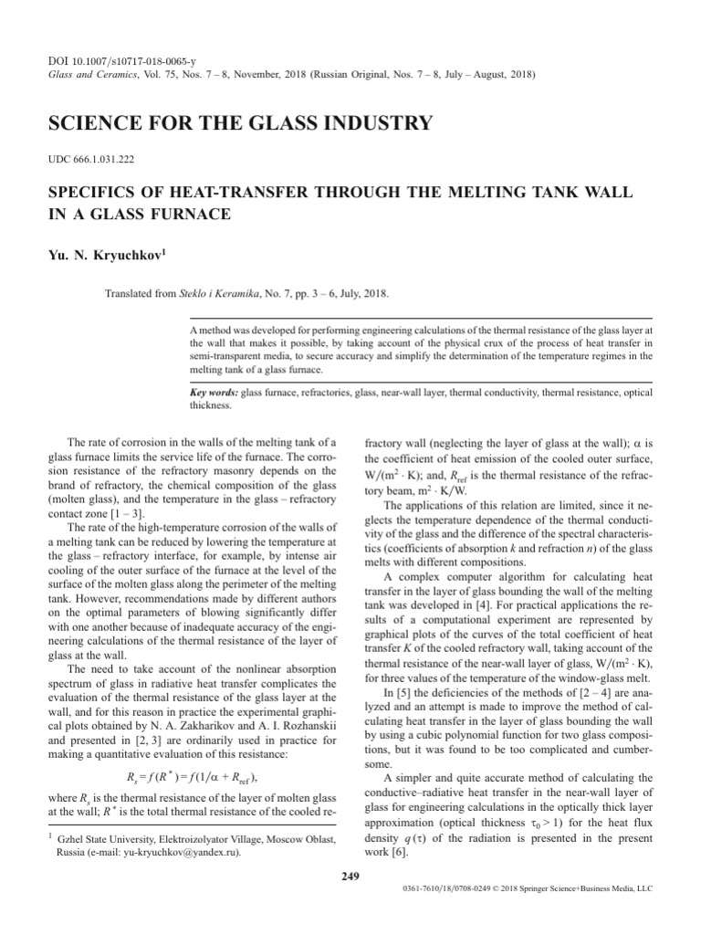 Heat Transfer in Glass Furnace Walls | PDF | Glasses | Heat Transfer