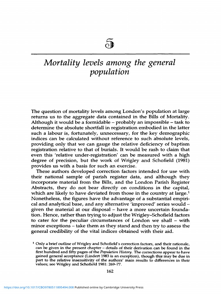 Mortality Levels Among The General Population | PDF | Mortality Rate ...