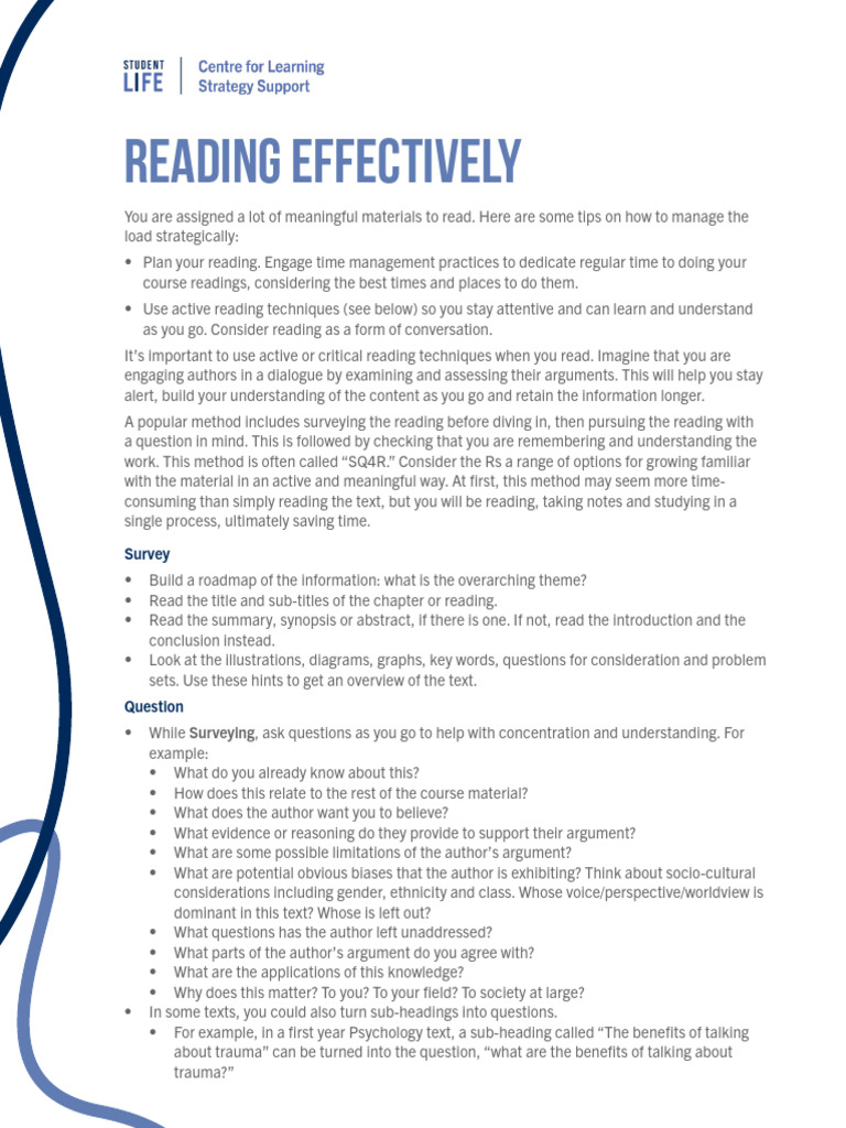CLSS Reading-Effectively AODA | PDF | Knowledge | Thought