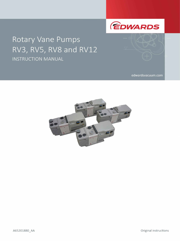 Rotary Vane Pumps RV3, RV5, RV8 and RV12 Instruction Manual | PDF