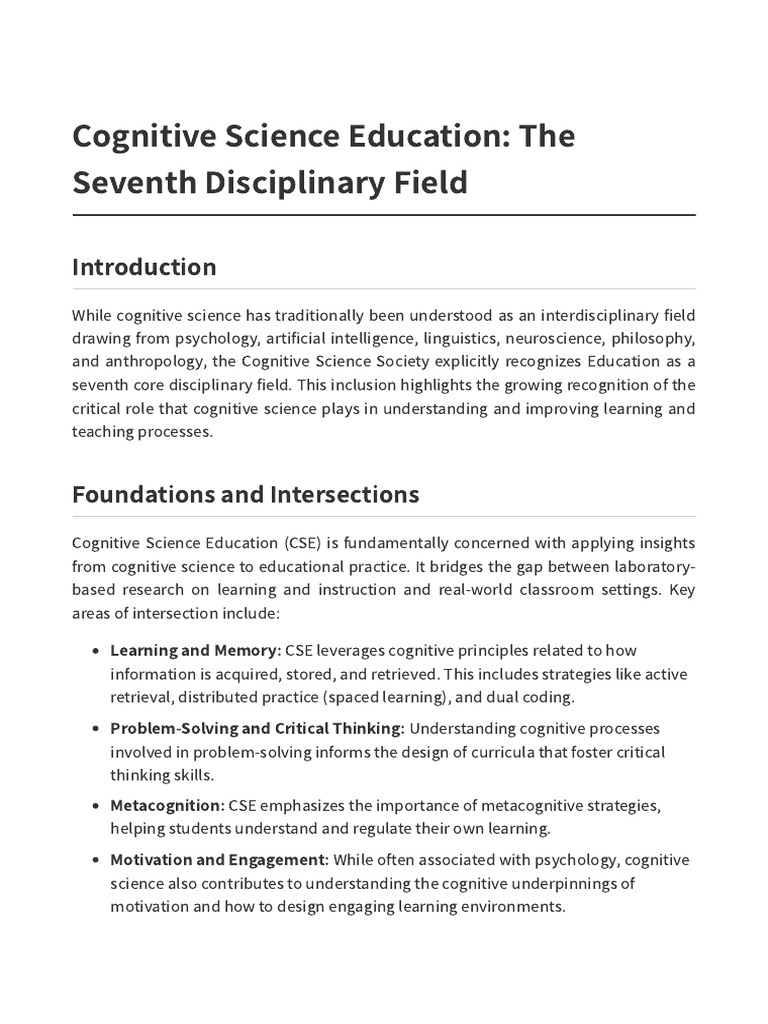 Cognitive Science Education 250620 143722 | PDF | Learning | Cognition