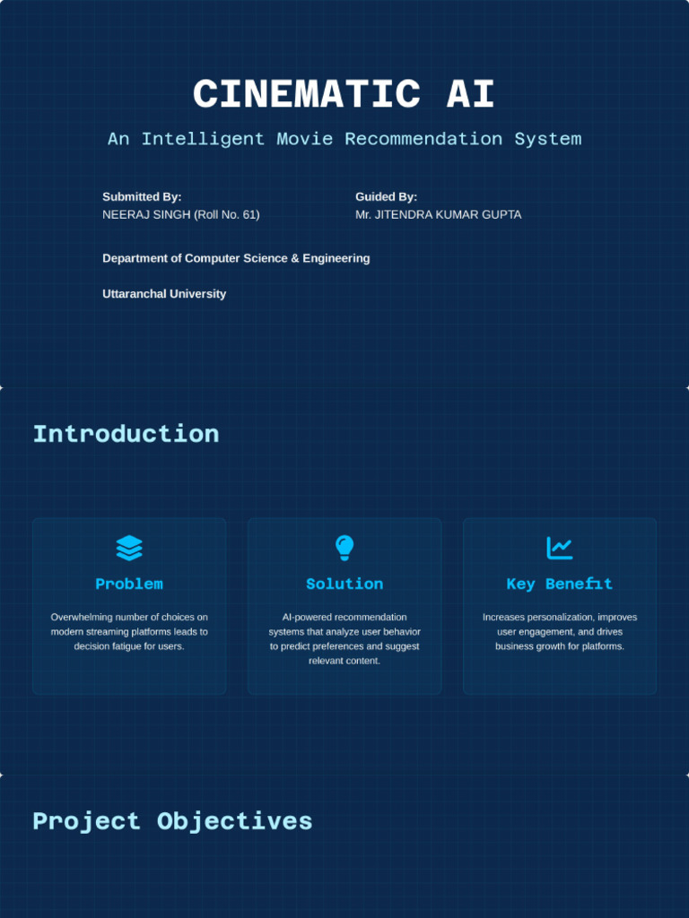 CINEMATIC AI Movie Recommendation System | PDF