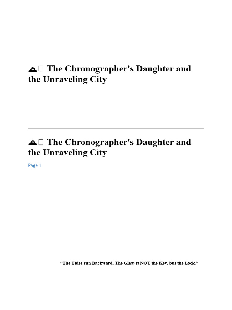 The Chronographer's Daughter: Aethelburg's Secrets | PDF | Clock