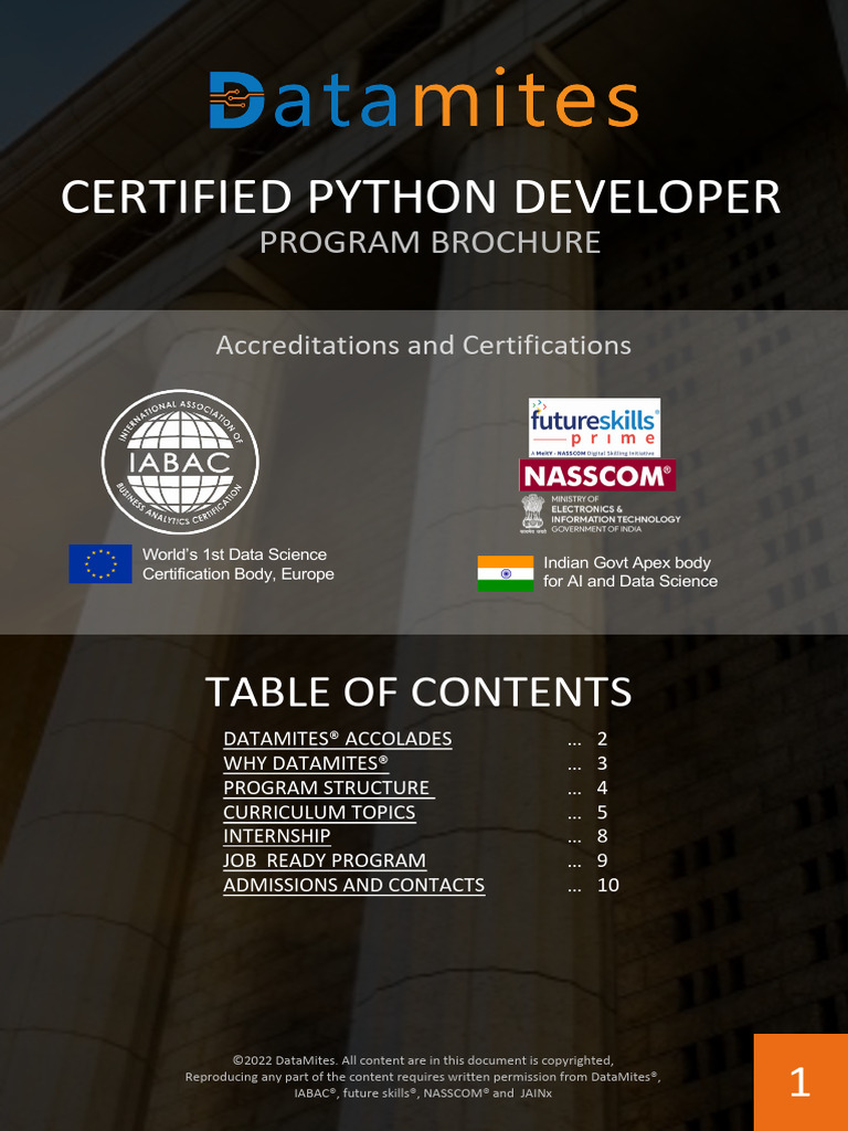 Certified Python Developer Brochure v7 | PDF | Python (Programming ...