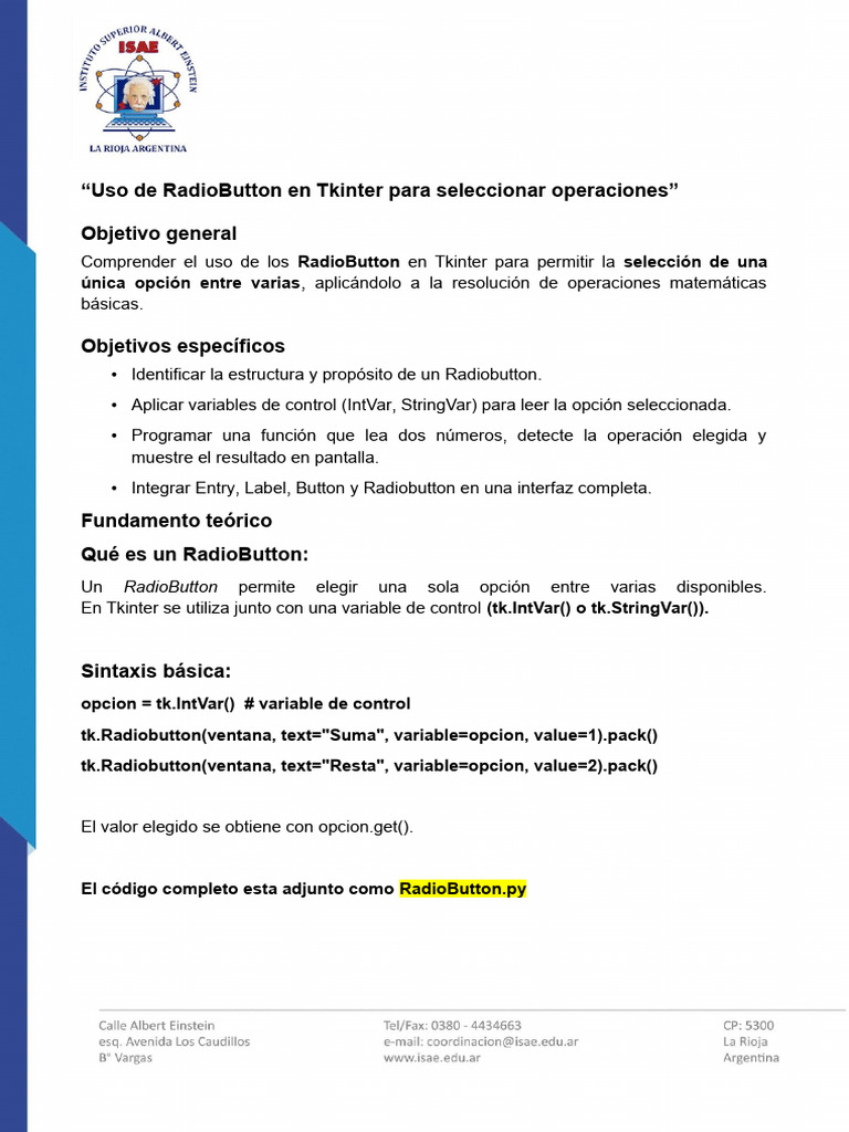 RadioButton en Tkinter | PDF