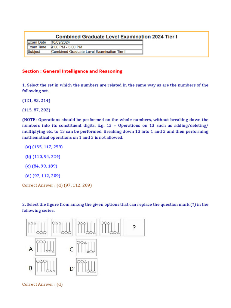 General Intelligence and Reasoning Test Questions | PDF