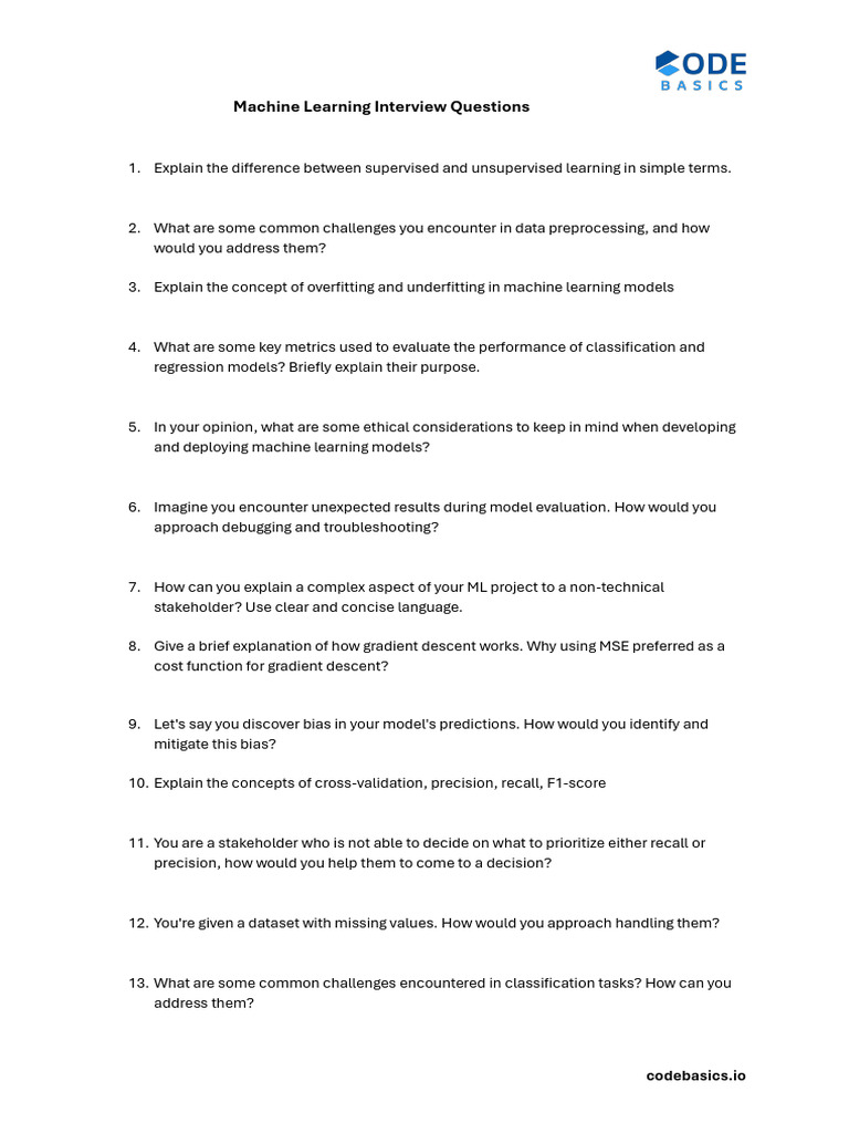 Machine Learning Interview Questions Guide | PDF | Machine Learning ...