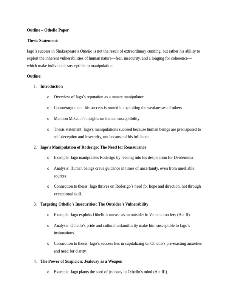 Iago's Manipulation in Othello Explained | PDF | Iago | Othello
