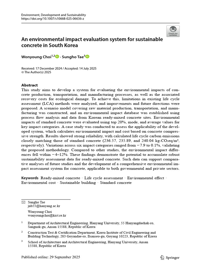 Sustainable Concrete Impact Evaluation System | PDF | Life Cycle ...