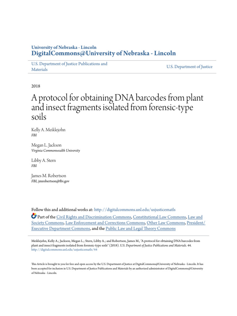 DNA Barcoding Protocol for Forensic Soils | PDF | Polymerase Chain ...