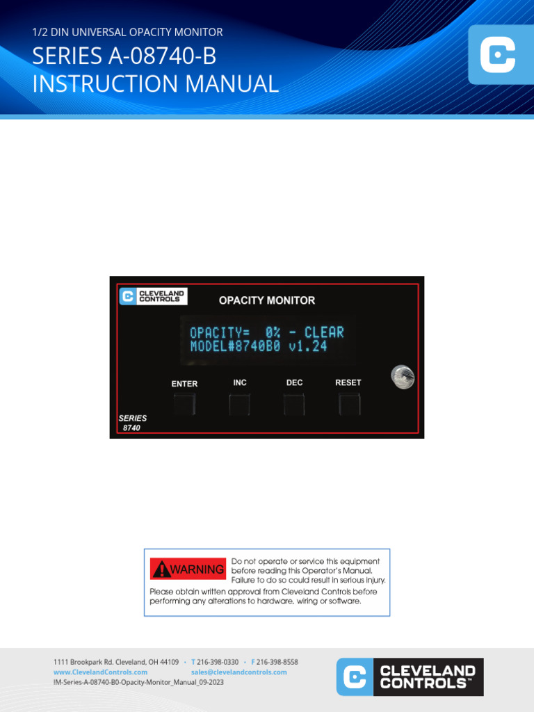 Universal Opacity Monitor Manual | PDF | Electrical Wiring | Relay