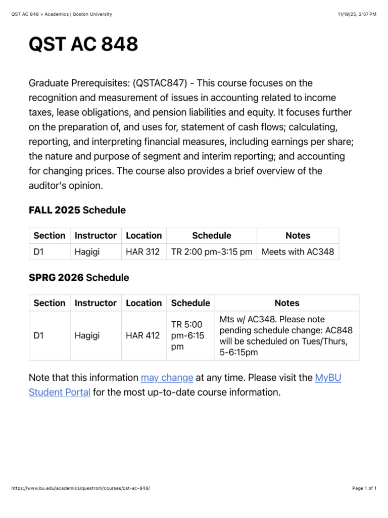 QST AC 848 » Academics | Boston University | PDF