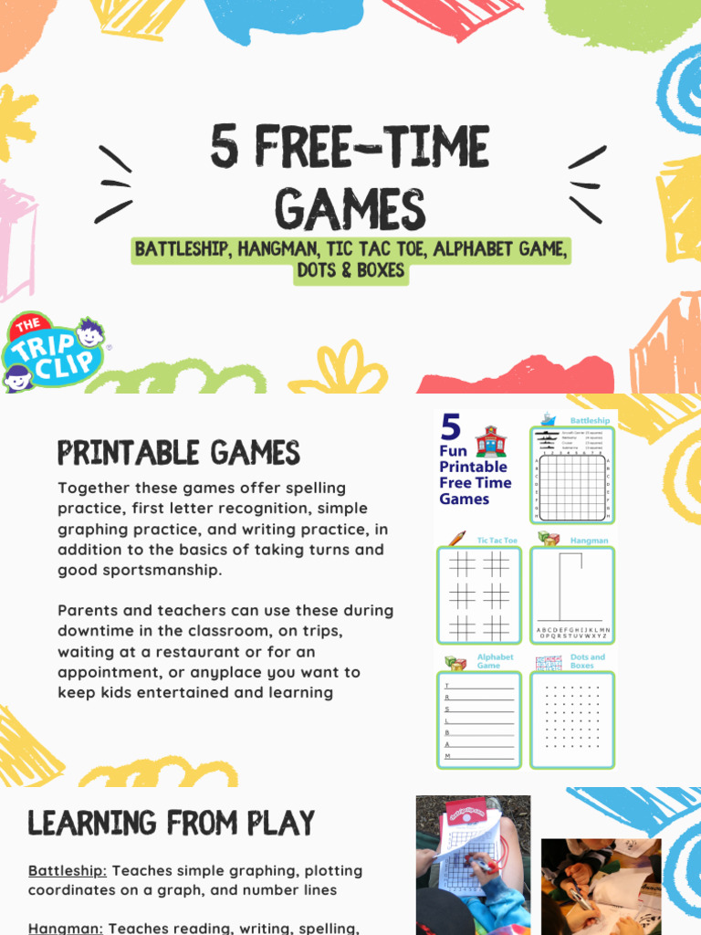 5 Educational Printable Games for Kids | PDF