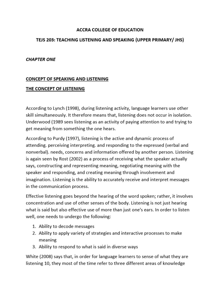 Teaching Listening and Speaking Skills | PDF | Vocabulary | Learning