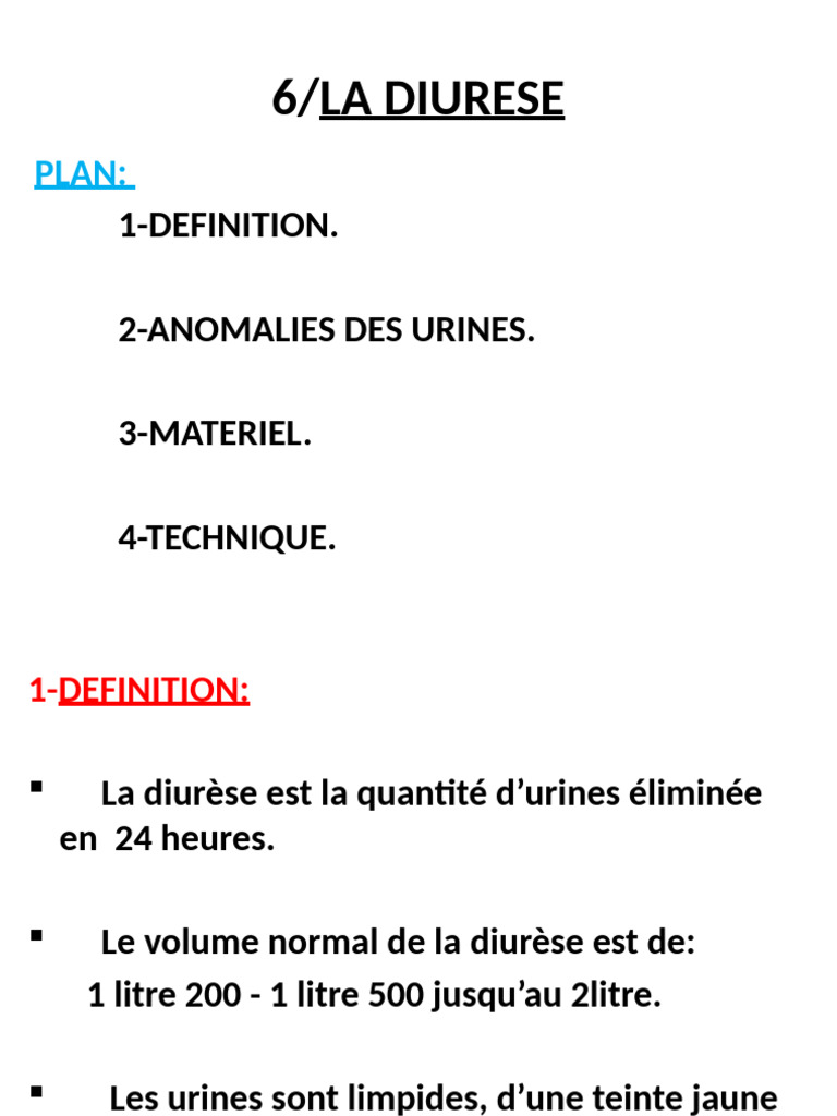 Comprendre la Diurèse et ses Anomalies | PDF | Urine | Miction