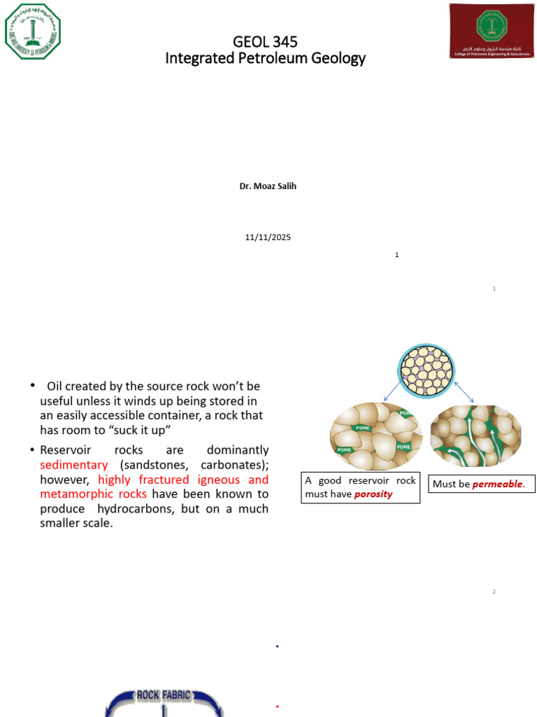 Porosity and Permeability in Reservoirs | PDF | Sedimentary Rock | Porosity