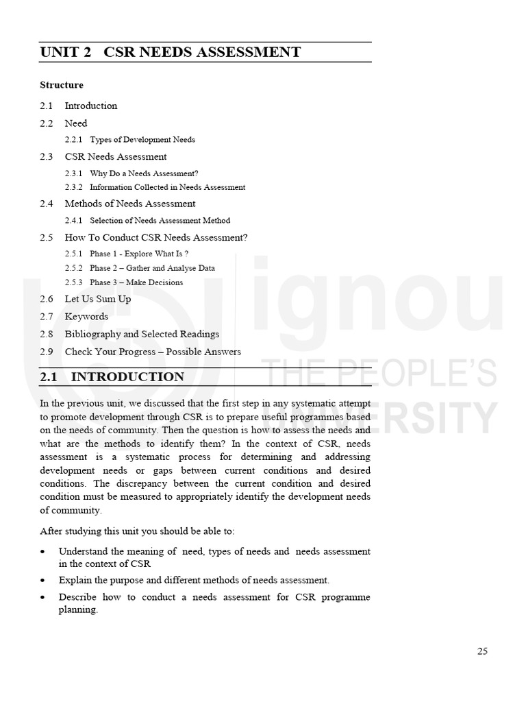 CSR Needs Assessment Guide | PDF | Corporate Social Responsibility ...