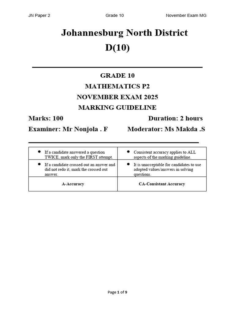 Maths Grade 10 p2 MG | PDF | Qualifications | Educational Assessment ...