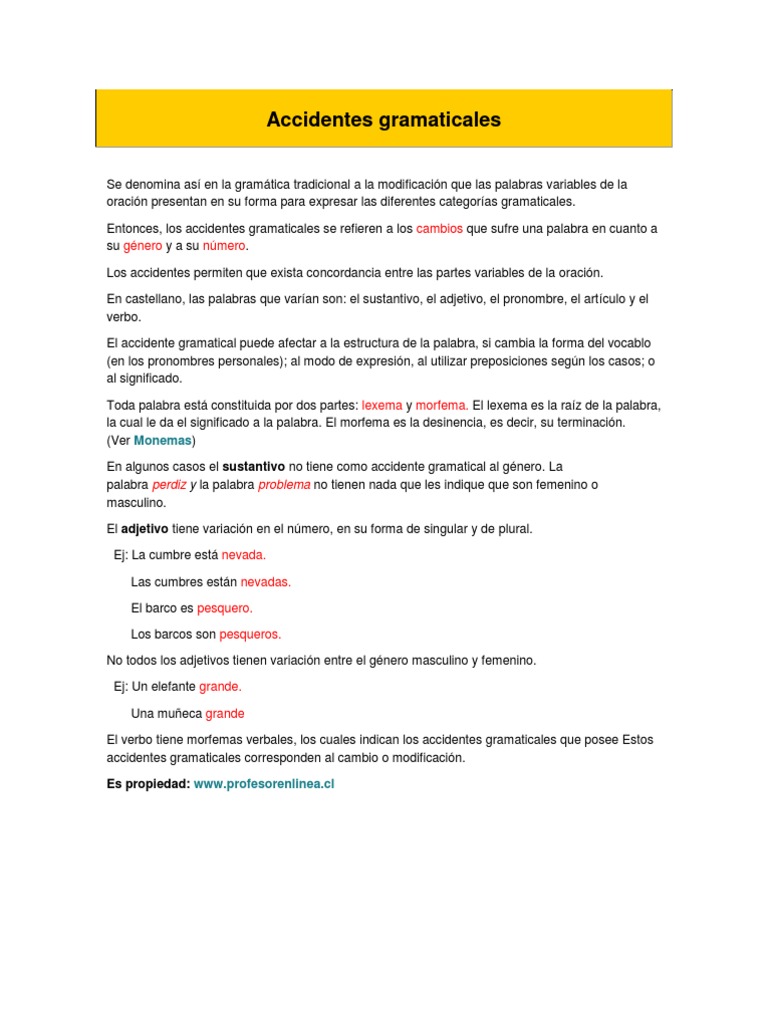 accidentes gramaticales