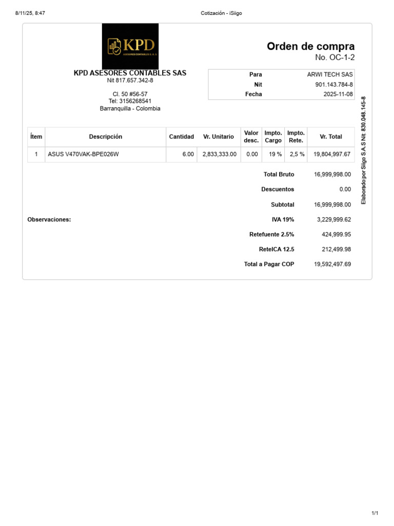 Orden de Compra 2 | PDF