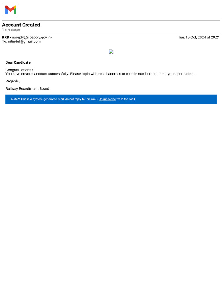 Account Creation Confirmation Email | PDF