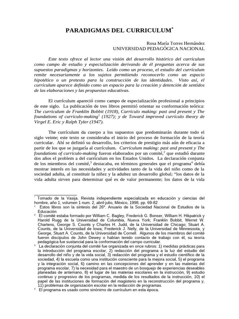 Paradigmas del Currículum Educativo | PDF | Plan de estudios | Aprendizaje