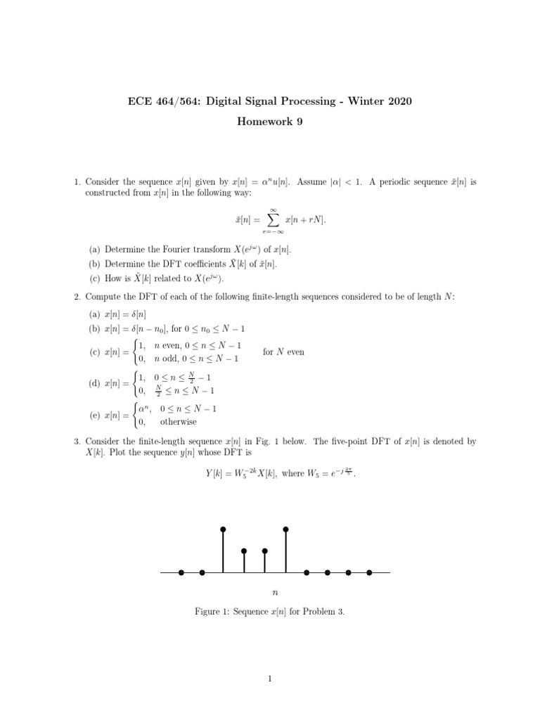 DSP Homework 9: DFT and DTFT Problems | PDF | Signal Processing