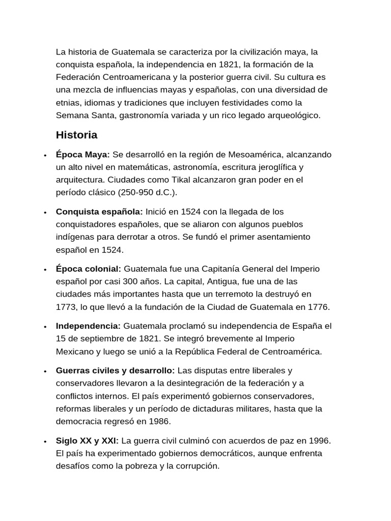 Historia y cultura de Guatemala | PDF | Guatemala | Civilización maya