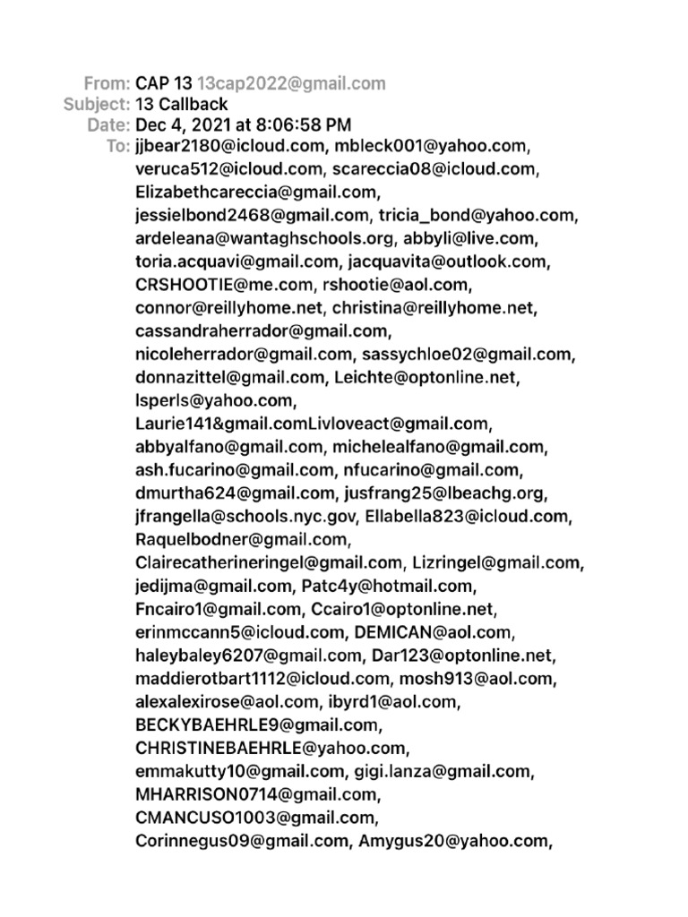 13 Production Callbacks List | PDF