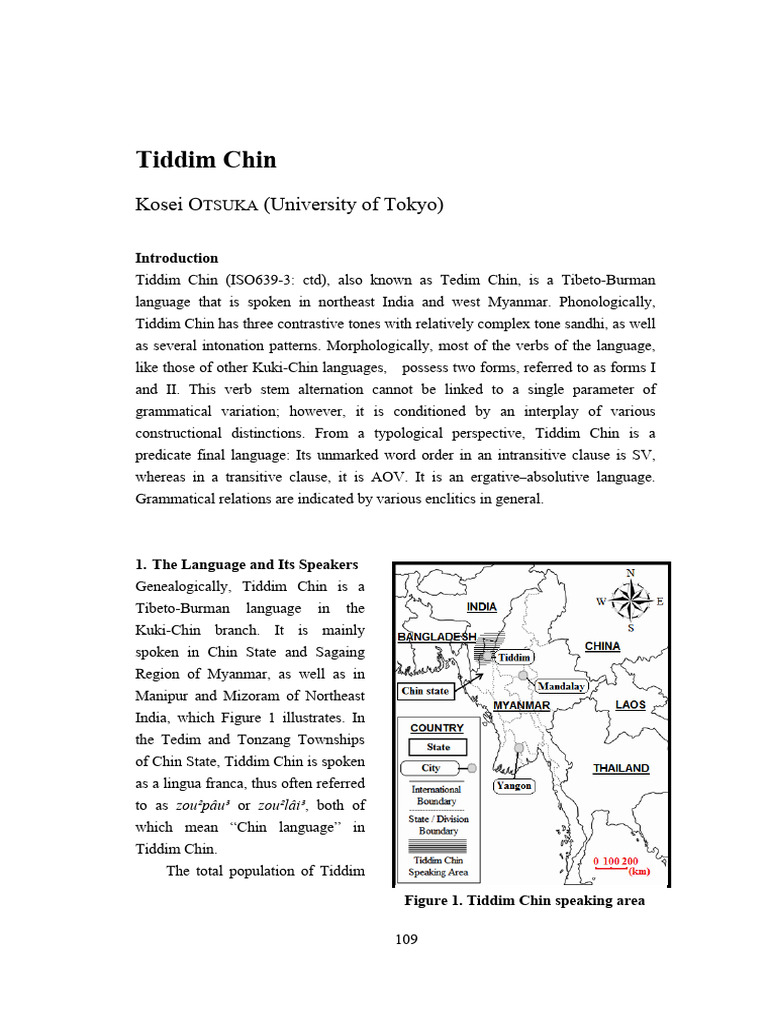 Tiddim Chin Language Overview | PDF | Syllable | Verb