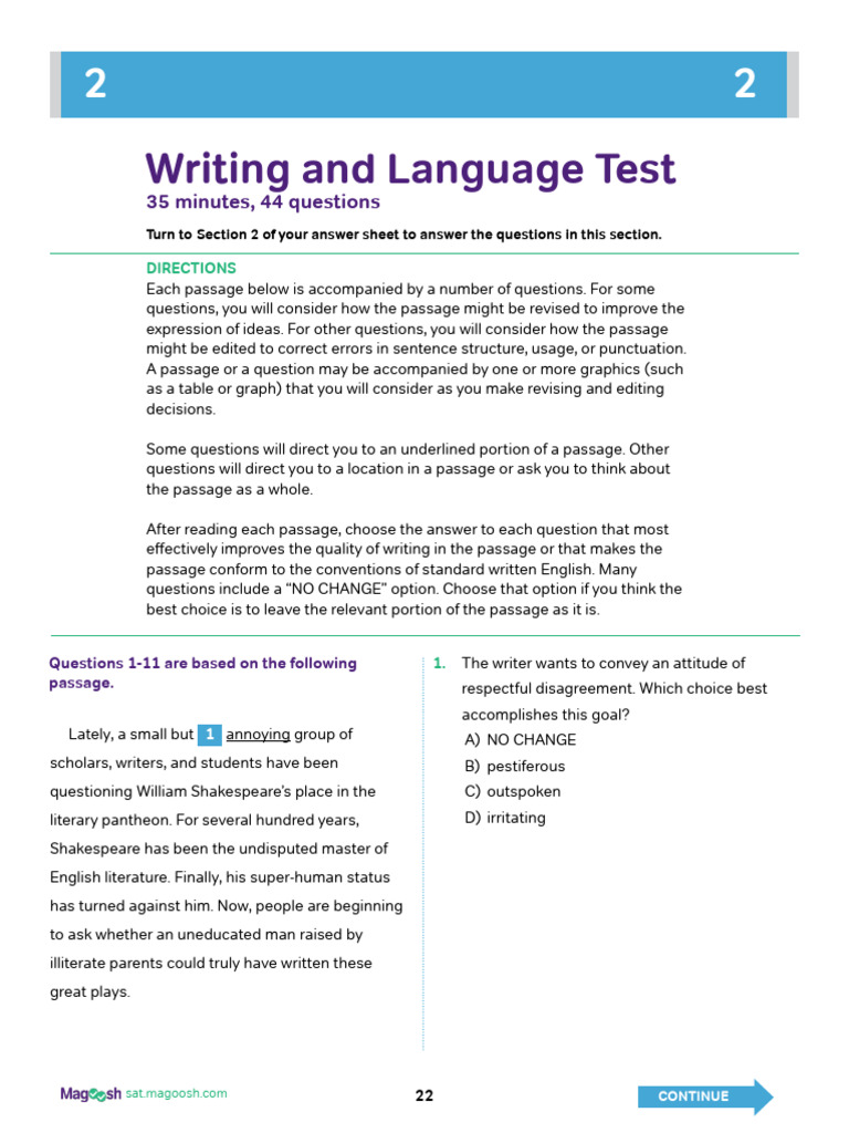 Magoosh Sat Practice Test Writing Teaher | PDF | Yellowstone National Park