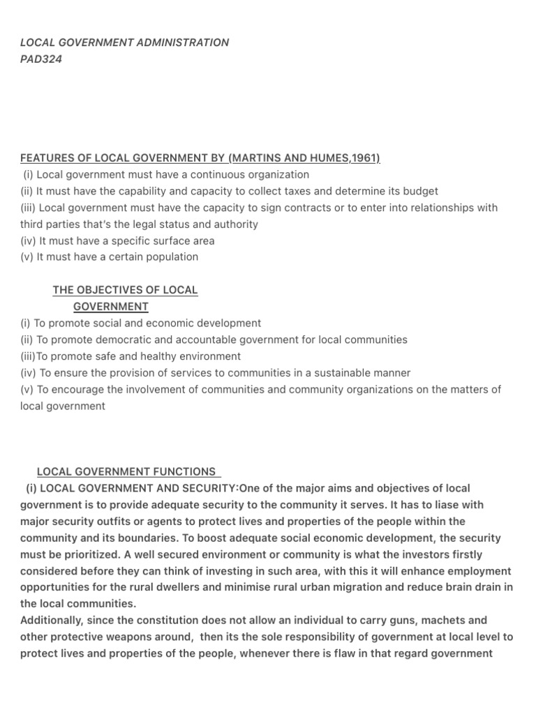 Features and Objectives of Local Government | PDF | Justice | Crime ...