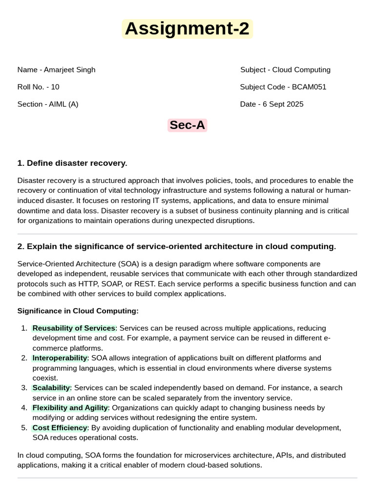 Cloud Computing Assignment-2 | PDF | Virtualization | Virtual Machine