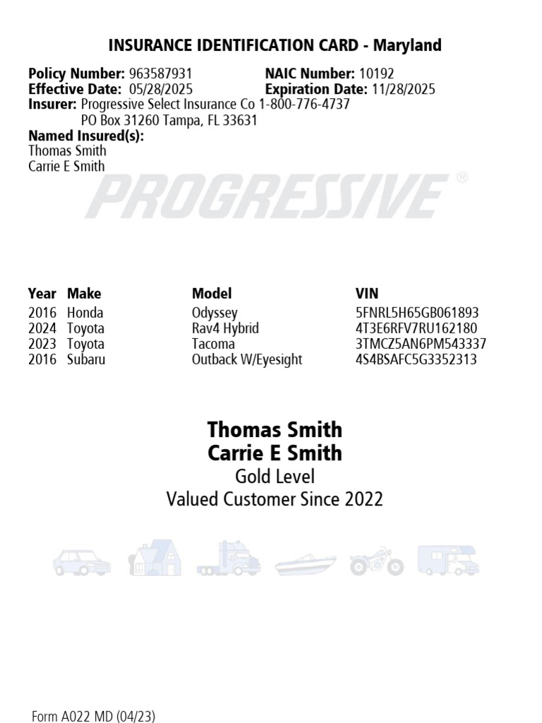 Maryland Insurance ID Card Details | PDF