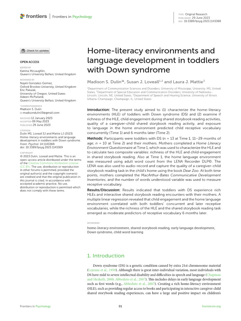 Home-literacy environments and language development in toddlers with ...