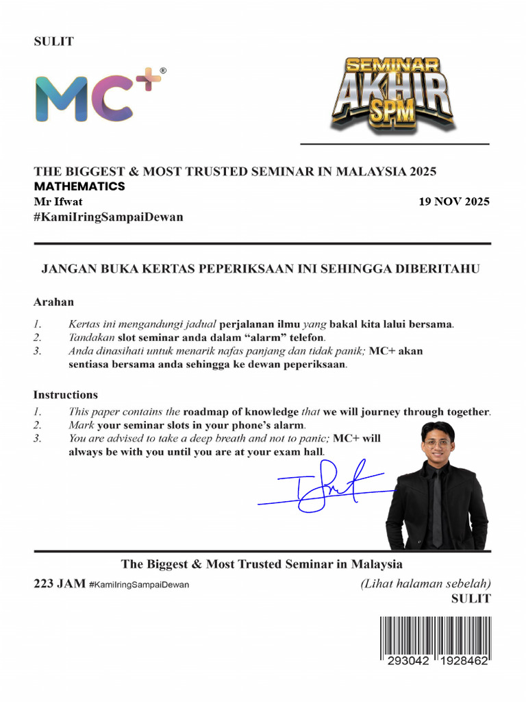 JWPN Seminar Akhir SPM Mathematics MR Ifwat 19.11.2025 2 - Ifwat Nota | PDF