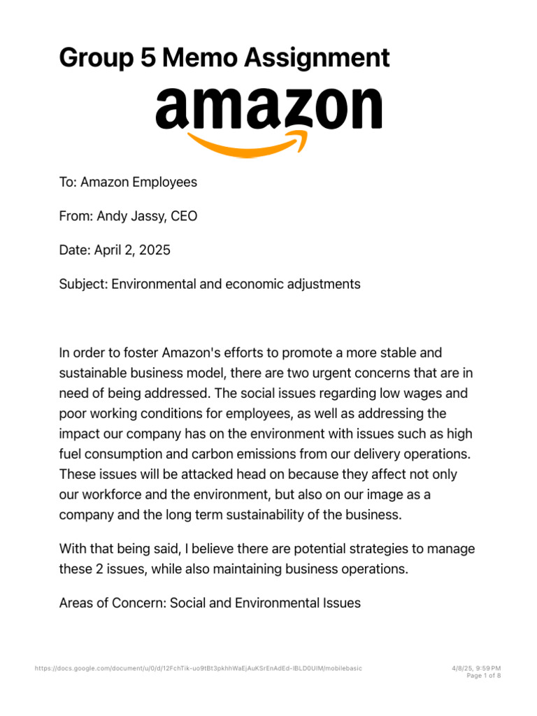 Amazon's Sustainability Challenges | PDF | Occupational Safety And ...