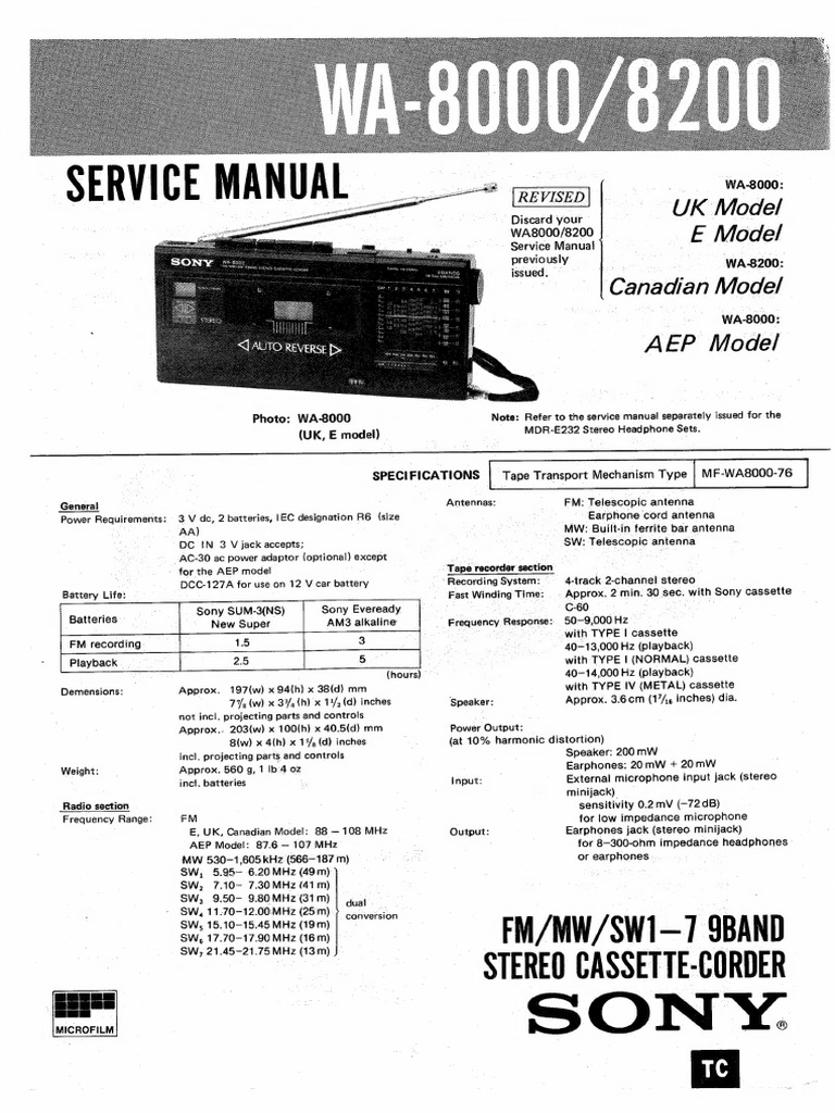 Wa8000 Sm Sony Text | PDF | Headphones | Microphone