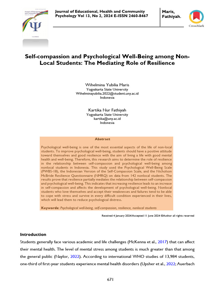 Self-Compassion and Well-Being in Students | PDF | Psychological ...