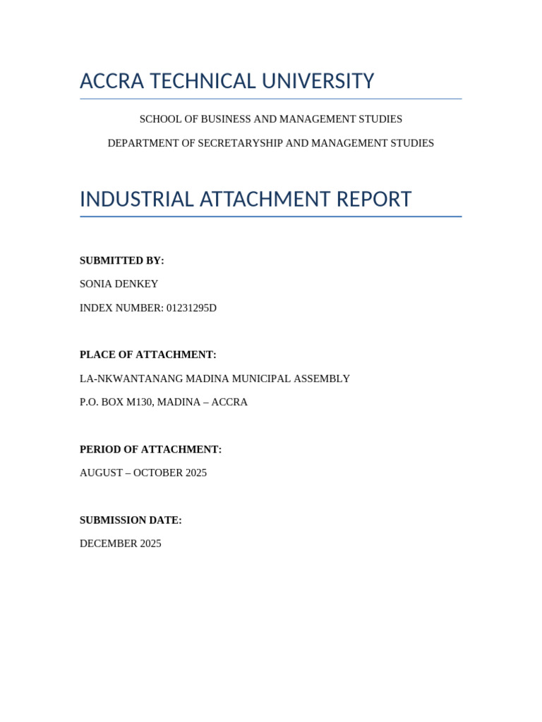 Industrial Attachment Report Sonia Denkey | PDF | Human Resources ...