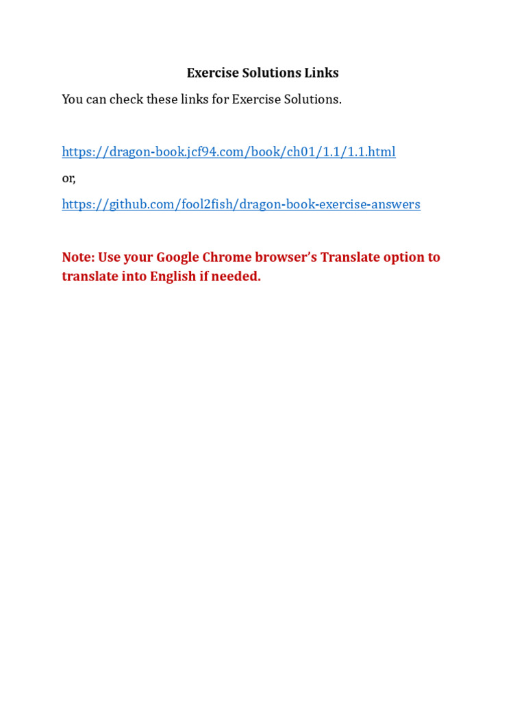 Exercise Solutions Link | PDF
