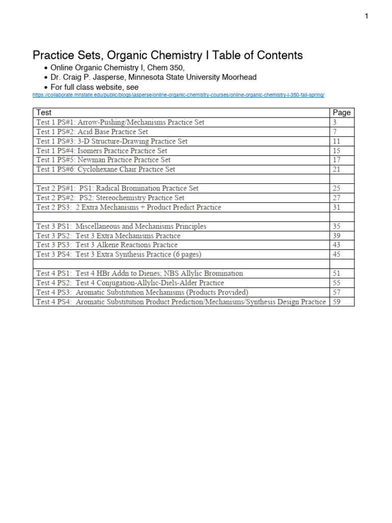 Practice Sets All Organic Chemistry 1 | PDF | Unit Processes | Organic ...