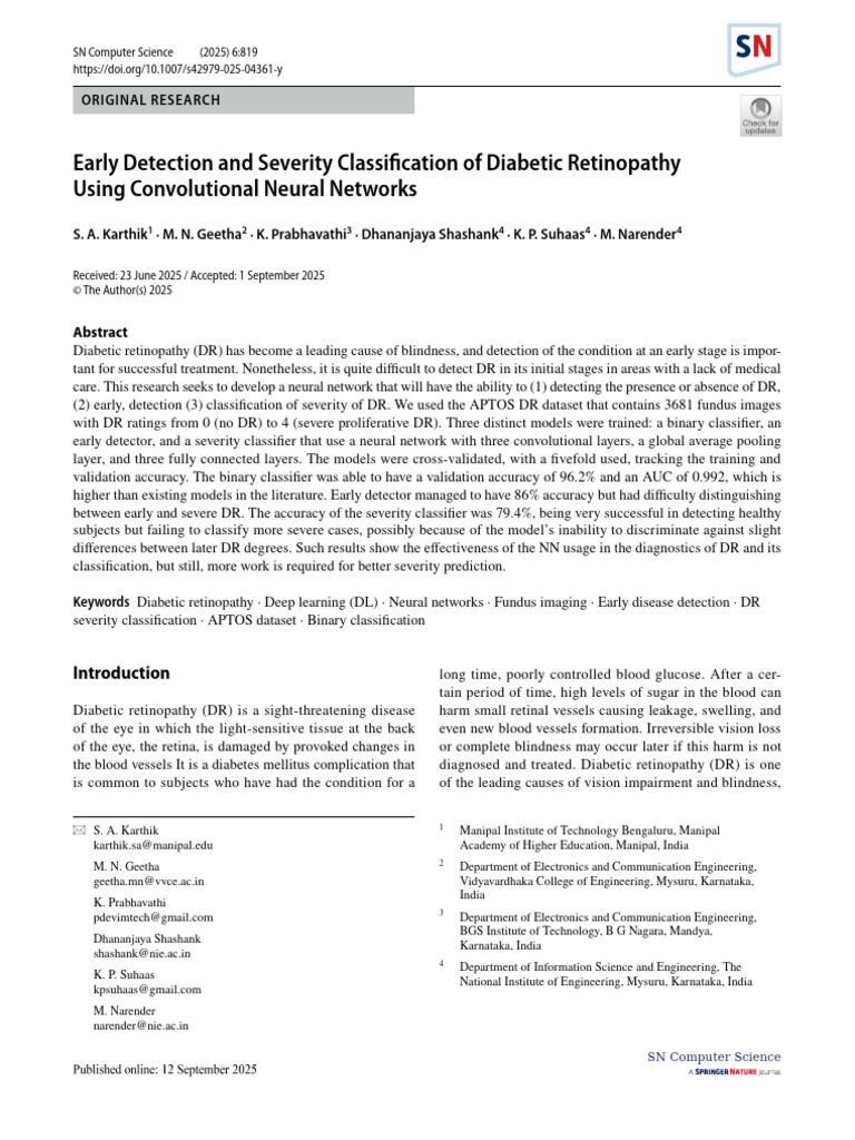 Early Detection of Diabetic Retinopathy | PDF | Machine Learning ...
