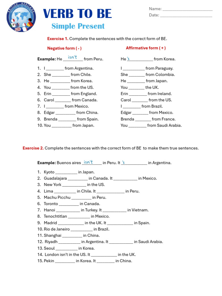 English Verb "To Be" Exercises | PDF | Chess Theory | Chess