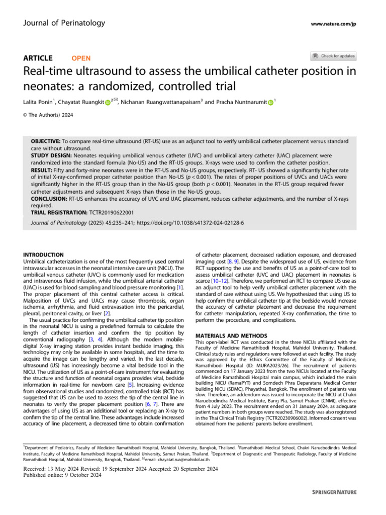 Real-Time Ultrasound for Catheter Placement | PDF | Regression Analysis ...