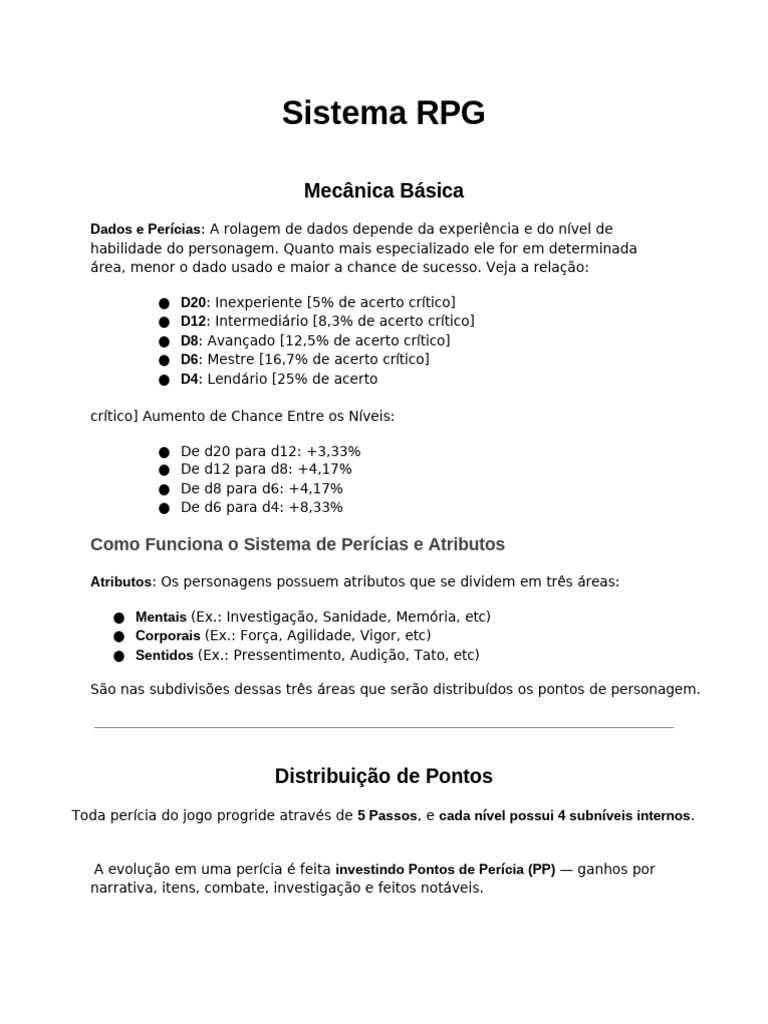 Mecânica de RPG: Dados e Perícias | PDF | Jogos de RPG | Mente