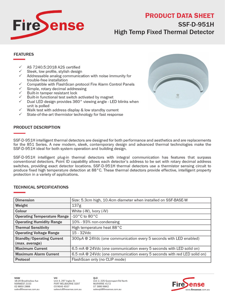 High Temp Fixed Thermal Detector Data | PDF | Sensor | Electrical ...